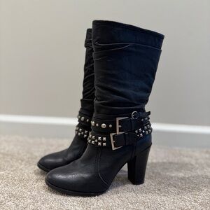 Kelly & Katie Black Studded Moto Boots